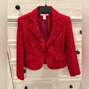 Nine & Company by Nine West Red Jacquard Cropped Blazer Y2K Tailored Jacket | 8